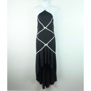 Betsy & Adam‎ Black Halter Prom Dress Vintage Y2K High Low Maxi Baddie Formal 8